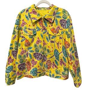 Vintage Redd Aloha Zippered Jacket Blazer Size 18 Palm Leaves Square Sequin